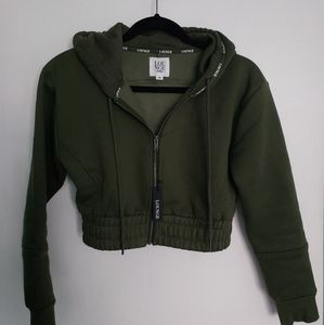 LOUNGE Apparel Zip-up Cropped Scrunchie Hoodie
